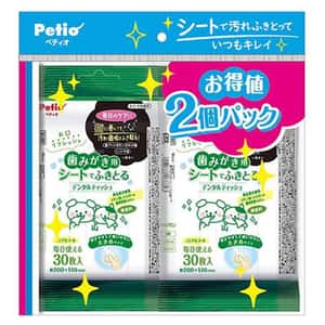 口腔護理 清潔美容用品 Petio 寵物濕紙巾 牙齒清潔 30張x2 (91603057)