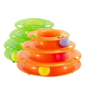 其他 貓玩具 HelloDOG 貓玩具 帶滾球益智逗貓玩具 旋轉圓形層層塔 (顏色隨機)