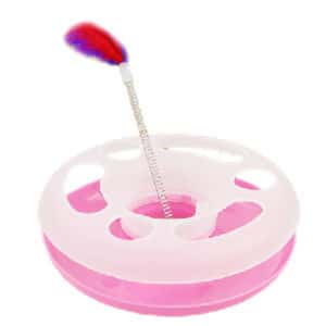 其他 貓玩具 貓咪彈簧羽毛瘋狂遊樂盤 羽毛 (顏色隨機)