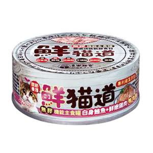 喜樂寵宴 貓罐頭 貓濕糧推薦：鮮貓道 貓罐頭 主食罐 鮪魚+雞肉 鴨肉絲 82g (粉紅罐) (JF-6624) 