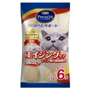 COMBO 貓零食 寵物零食推薦：日本COMBO Present 貓零食 金槍魚肉泥布甸 高齡健康配方 17g 6個入