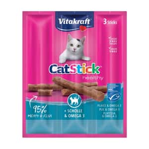 Vitakraft 貓零食 Vitakraft 貓零食 亮毛健膚肉條 比目魚+Omega3 6g*3條 (VK31218B)