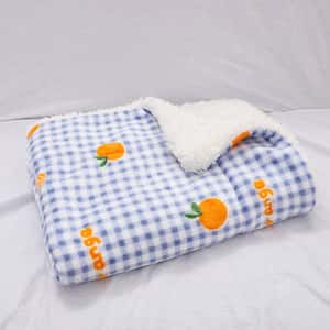 寵物床墊用品 舒適絨雙層加厚寵物小被被 L碼 藍色格仔 (約70x95cm)