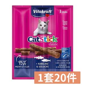 Vitakraft 貓零食 Vitakraft 貓零食 肉條 鱈魚+黑鱈條 6g*3條 (原箱20件套裝) (VK21819B)