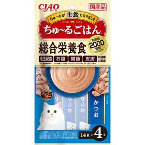 CIAO 貓零食 寵物零食推薦：CIAO 肉泥 主食肉泥 2千億乳酸菌 鰹魚肉醬 14g 4本入 (SC-462)
