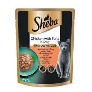 Sheba 貓罐頭 Sheba 袋裝貓濕糧 吞拿魚及雞肉 70g ( 10403055 ) (新舊包裝隨機出貨)