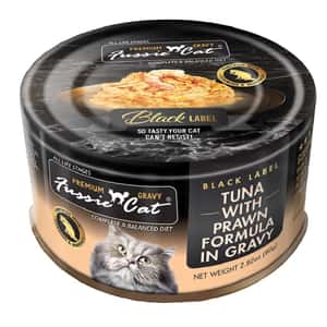 Fussie Cat 貓罐頭 Fussie Cat 貓罐頭 肉汁主食罐(湯) 極品吞拿魚 + 虎蝦 Tuna with Prawn Formula in Gravy 80g (FUG-ORC) (新舊包裝隨機發貨)
