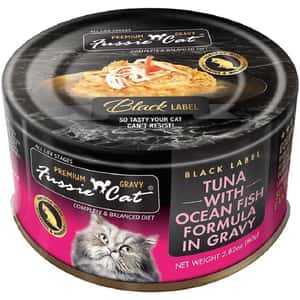 Fussie Cat 貓罐頭 Fussie Cat 貓罐頭 肉汁主食罐(湯) 極品吞拿魚 + 海魚 Tuna with Ocean Fish Formula in Gravy 80g (FUG-BLC) (新舊包裝隨機發貨)