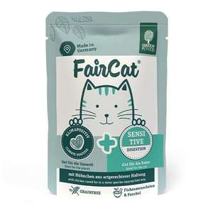 Green Petfood 貓罐頭 貓濕糧推薦：Green Petfood FairCat Sensitive 貓主食濕糧 腸胃敏感配方 洋車前子殼+茴香 85g (GW2154)