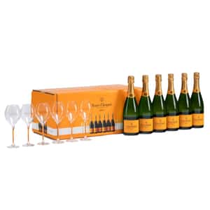 法國氣泡酒 香檳 Veuve Clicquot Non Vintage Veuve Clicquot Yellow Label 派對禮盒 (6支750ml+6隻杯) (1083549) - 原裝行貨