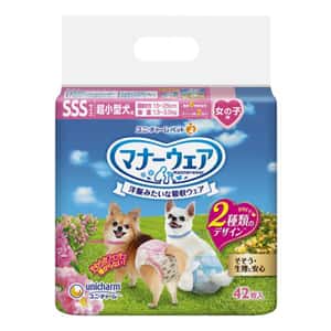 狗尿墊 狗尿片 Unicharm ⺟⽝⽤禮儀褲-SSS-碼 1.5-3.5kg 15-25cm 42片 (ucj2sss2)