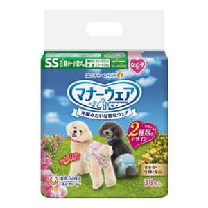 狗尿墊 狗尿片 Unicharm ⺟⽝⽤禮儀褲-SS-碼 2.5-4kg 20-30cm 38片 (ucj2ss2)