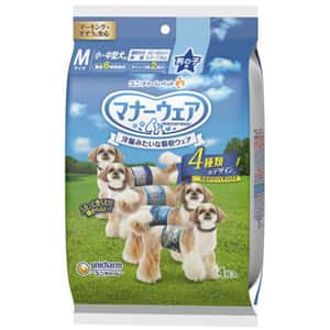 狗尿墊 狗尿片 Unicharm 公⽝⽤禮儀褲-M-碼 5.5-7.5kg 40-45cm 4片 (ucj1m1)
