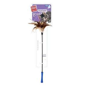 GiGwi 貓玩具推薦：GiGwi Feather Teaser魔⼒貓棒 咖羽毛/藍羽毛 (款式隨機) (7073)