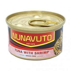 NUNAVUTO 貓罐頭 貓濕糧推薦：NUNAVUTO 無穀物貓罐 吞拿魚伴蝦肉 80g (NU202512)