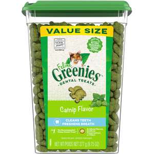 Greenies 貓零食 寵物零食推薦：Greenies Feline貓齒靈 貓零食 貓貓潔齒餅 珍寶桶 貓草味 9.75oz (10205297)