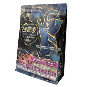 喜樂寵宴 貓糧 貓乾糧推薦：極寵宴 全齡貓糧 生食凍乾飼料 鮪魚+鮭魚 500g