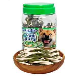 每日潔 狗零食 每日潔 雙色螺旋保健潔牙骨 桶裝 心臟養護 葉綠素+牛奶 800g (7140) 