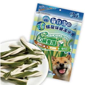 每日潔 狗零食 每日潔 雙色螺旋保健潔牙骨 袋裝 心臟養護 葉綠素+牛奶 300g (7102) 