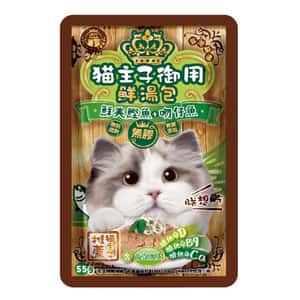 貓主子 貓零食 貓主子 御用無膠鮮湯包 葡萄糖胺保健 鮮美鰹魚+吻仔魚 55g (8895)  