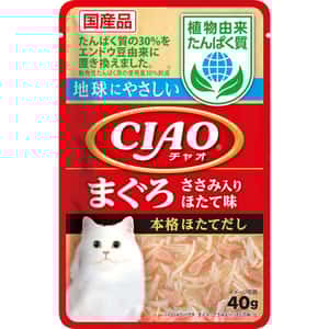 CIAO 貓零食 貓零食 CIAO 貓濕糧 日本 INABA 植物蛋白 金槍魚片雞柳扇貝味 40g (IC-224)