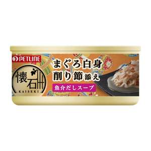 貓罐頭 貓濕糧推薦：日本Petline 貓罐頭 懷石系列 吞拿魚+木魚片湯罐 60g (KC7)