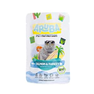 Aruba 貓罐頭 Aruba 貓濕糧 有機三文魚+火雞配小白菜.黃薑 主食鮮食包 70g (ACP002)