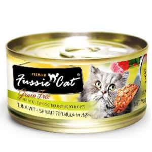 Fussie Cat 貓罐頭 Fussie Cat 貓罐頭 黑鑽 吞拿魚+蝦肉 Tuna with Shrimp Formula in Aspic 80g (淡黃) (FU-RDC)