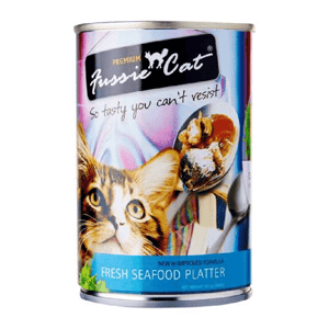 Fussie Cat 貓罐頭 Fussie Cat 貓罐頭 海鮮拼盤 400g (淺藍) (FU-4SF) (新舊包裝隨機發貨)