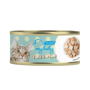 My Baby 貓罐頭 貓濕糧推薦：My baby 貓罐頭 吞拿魚及鯛魚 Tuna with Bream 85g (綠) (90401386B)