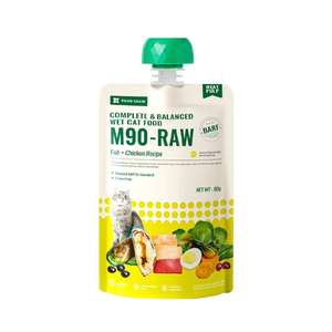 貓罐頭 貓濕糧推薦：FOOD CHAIN 全營養貓用生骨肉主食醬包 吞拿魚+雞肉 80g (FC10059)