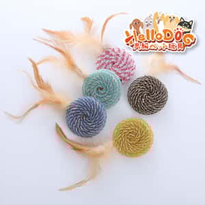 HelloDOG 狗玩具 HelloDOG 玩具嚴選 貓貓耐玩羽毛波餅 1件 (隨機款)