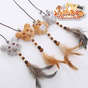 HelloDOG 玩具嚴選 木柄逗貓棒 老鼠貓頭鷹 1件 (隨機款) (圖片3)
