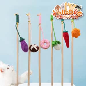 HelloDOG 玩具嚴選 貓貓木柄逗貓棒 素菜系列 1件 (隨機款) (圖片3)