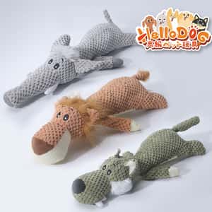HelloDOG 狗玩具 HelloDOG 玩具嚴選 咇咇發聲狗玩具 獅子大象野狼 1件 (隨機款)