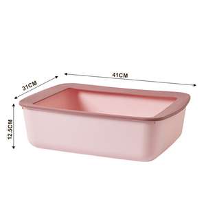 寵物用品-沒有品牌 貓咪日常用品推薦：嚴選防外濺中號半封閉貓砂盆 粉紅色