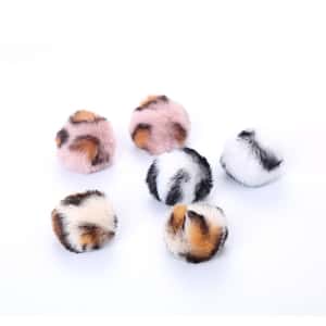 其他 貓玩具 HelloDOG 玩具嚴選 毛絨貓玩具 豹紋布球 1個 (顏色隨機)