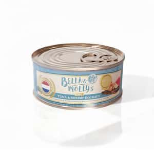 Bella and Mollys 貝莉 貓罐頭 Bella & Molly's 荷蘭罐 貓罐頭 AAFCO 主食罐 關節健康 蝦肉及吞拿魚肉塊 80g - 限時試食價