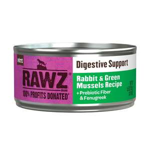 貓罐頭 貓濕糧推薦：RAWZ 貓罐頭 Soultion Based系列 消化系統保健配方 兔肉+綠唇貽貝 155g (WCDRG155)