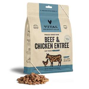 Vital Essentials 貓糧 貓乾糧推薦：VITAL ESSENTIALS 貓糧 凍乾脫水生肉糧 迷你肉粒 牛肉+雞肉 12oz (690015)