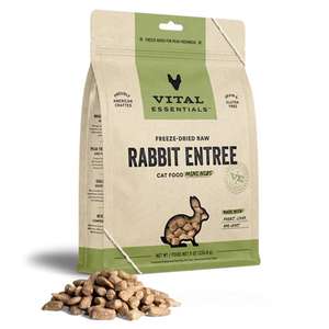 Vital Essentials 貓糧 貓乾糧推薦：VITAL ESSENTIALS 貓糧 凍乾脫水生肉糧 迷你肉粒 兔肉 12oz (690091)