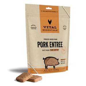 Vital Essentials 貓糧 貓乾糧推薦：VITAL ESSENTIALS 貓糧 凍乾脫水生肉糧 迷你肉餅 豬肉 3.75oz (691067)
