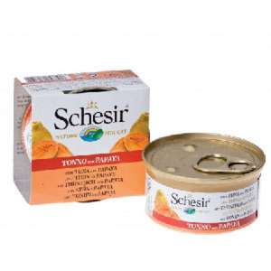 貓罐頭 貓濕糧推薦：Schesir 水果水煮貓罐頭 吞拿魚及木瓜飯 85g