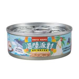 HeroMama 貓罐頭 貓濕糧推薦：HeroMama 貓主食罐 海陸派對系列 鰹魚雞 80g