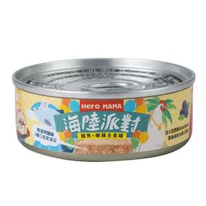 HeroMama 貓罐頭 貓濕糧推薦：HeroMama 貓主食罐 海陸派對系列 鱸魚雞 80g
