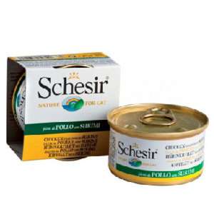 貓罐頭 貓濕糧推薦：Schesir 啫喱貓罐頭 雞肉絲及蟹肉飯 85g