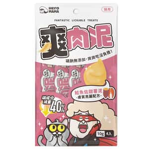 HEROMAMA 貓零食 HeroMama 貓零食 爽肉泥系列 鮭魚甜薯 膚質亮麗 10gx4