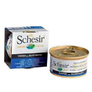 貓罐頭 貓濕糧推薦：Schesir 啫喱貓罐頭 吞拿魚及白飯魚飯 85g