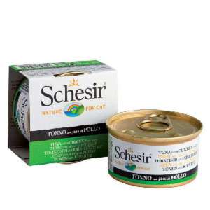 貓罐頭 貓濕糧推薦：Schesir 啫喱貓罐頭 吞拿魚及雞肉絲飯 85g