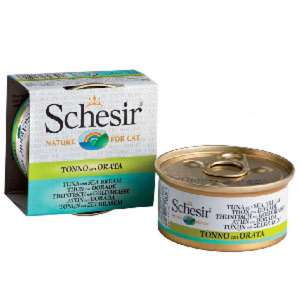 貓罐頭 貓濕糧推薦：Schesir 湯煮貓罐頭 吞拿魚及鯛魚 70g